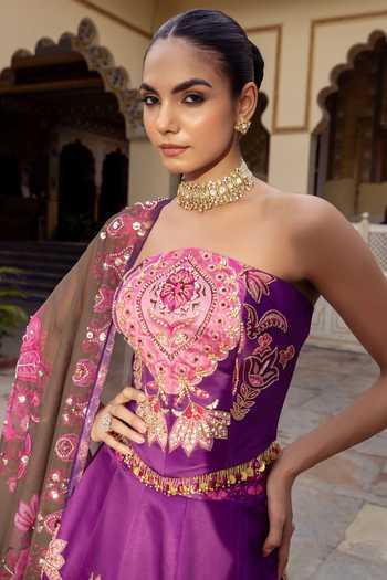 Buy Payal & Zinal Purple Organza, Twill Sequins, Beads, Zari Kainat Embroidered Lehenga Set Online at Aza Fashions Buy_Payal & Zinal_Purple Organza, Twill Sequins, Beads, Zari Kainat Embroidered Lehenga Set _Online_at_Aza_Fashions