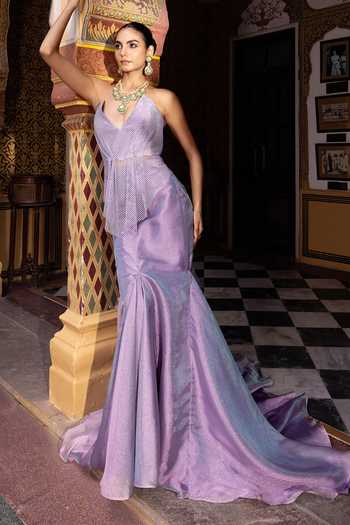 Buy Payal & Zinal Purple V-neck Ahar Rhinestone Embellished Top And Skirt Set Online at Aza Fashions Buy_Payal & Zinal_Purple V-neck Ahar Rhinestone Embellished Top And Skirt Set _Online_at_Aza_Fashions