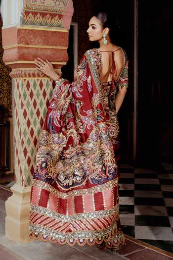 Payal & Zinal Gulmohar Embroidered Saree & Blouse Set 