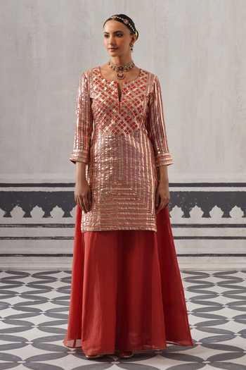 Palak & Mehak Aba Metallic Embroidered Kurta Set