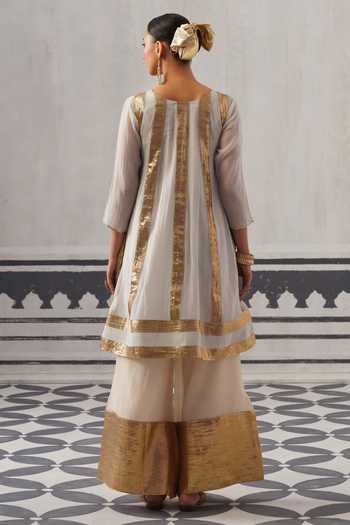 Palak & Mehak Divi Gota Stripe Pattern Straight Kurta Set 