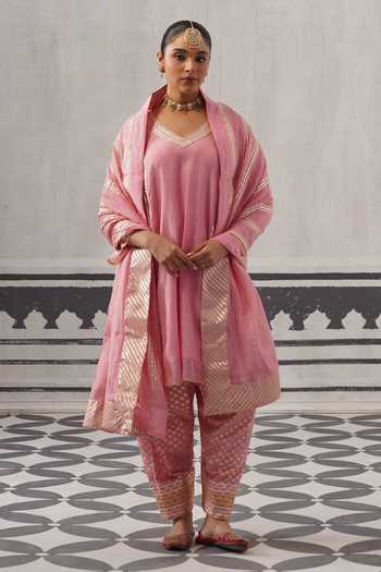 Palak & Mehak Simi Neckline Embroidered Kurta Set 
