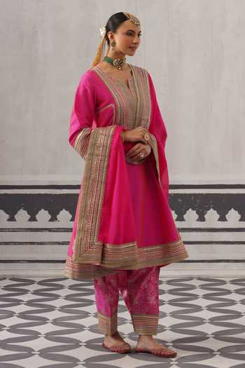 Palak & Mehak Fazilka Gota Work A-Line Kurta Set 
