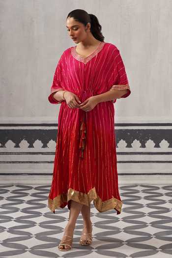 Palak & Mehak Sasha Striped Pattern Kaftan 