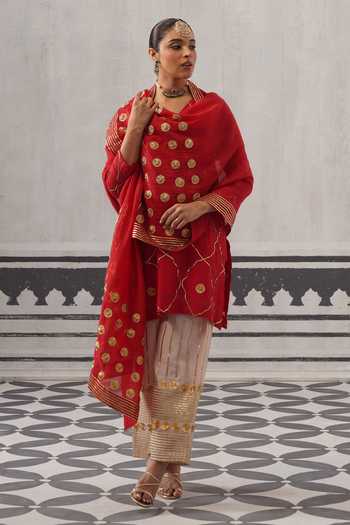 Palak & Mehak Biba Embellished Straight Kurta Set 