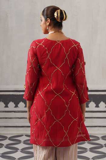 Palak & Mehak Biba Embellished Straight Kurta Set 