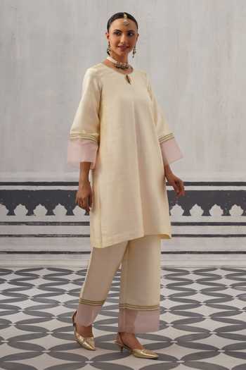 Palak & Mehak Straight Dupion Silk Kurta & Pant Set 