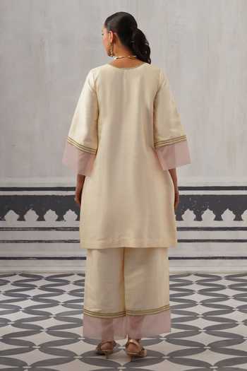 Palak & Mehak Straight Dupion Silk Kurta & Pant Set 