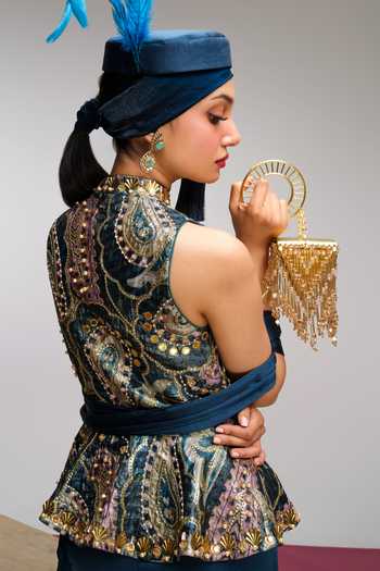 Papa Dont Preach Back By Pop Demand Embroidered Top Sharara Set