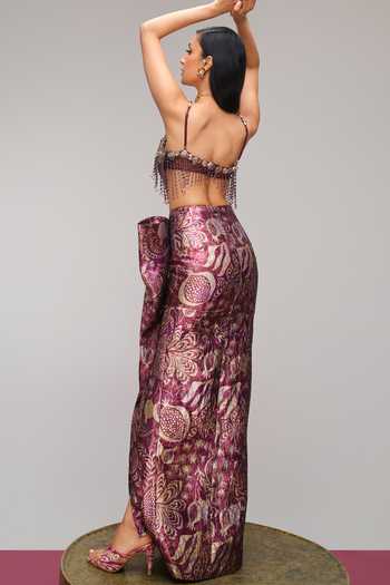Papa Dont Preach I Brought Wine Embroidered Blouse & Skirt Set