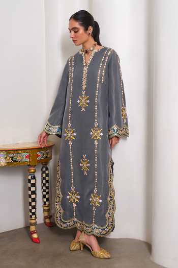 Papa Dont Preach Evergreen Regalia Embroidered Kaftan