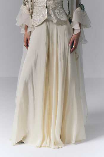 Varun Bahl Ivory Organza, Crepe, Brocade Open Neck, Embroidered Cape Sharara Set Online at Aza Fashions Varun Bahl_Ivory Organza, Crepe, Brocade Open Neck, Embroidered Cape Sharara Set _Online_at_Aza_Fashions