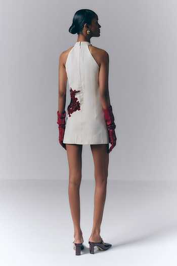 Varun Bahl Crimson Bloom Mini Dress