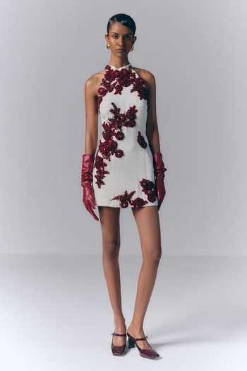 Varun Bahl Crimson Bloom Mini Dress