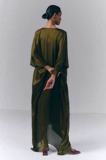 Varun Bahl Neckline Embroidered Draped Kaftan