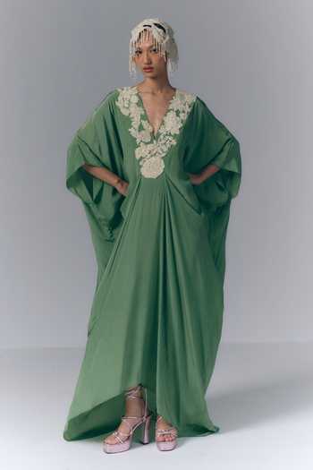 Varun Bahl Placement Embroidered Draped Kaftan