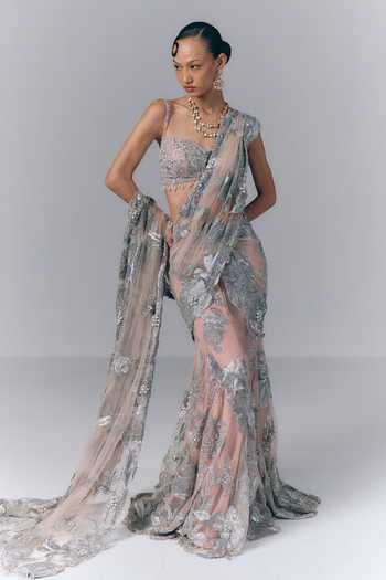 Varun Bahl Noor Embroidered Pre-Draped Saree With Blouse