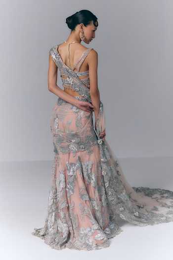 Varun Bahl Noor Embroidered Pre-Draped Saree With Blouse
