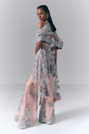 Varun Bahl Aurora Embroidered Peplum Top Sharara Set