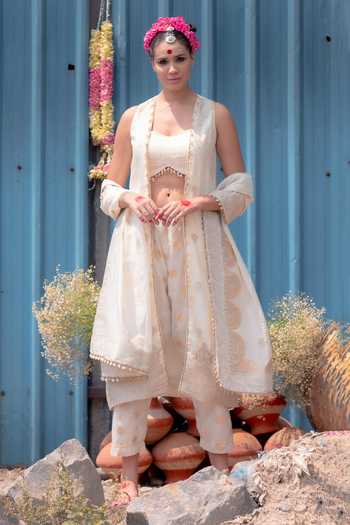 Soniya G Zari Woven Cape Pant Set 