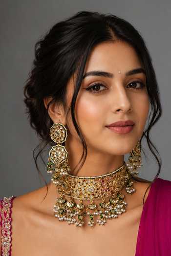 Vivinia By Vidhi Mehra Kundan Embellished Choker Set 