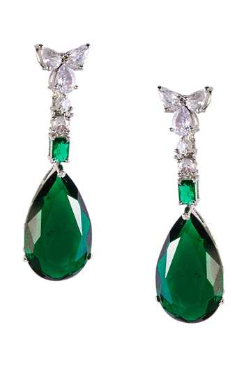 Vivinia By Vidhi Mehra_Emerald Green Tear Drop Necklace Set _Online_at_Aza_Fashions