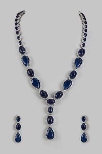 Vivinia By Vidhi Mehra Oval Stone Embellished Necklace Set 