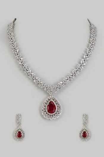 Vivinia By Vidhi Mehra Cubic Zirconia Embellished Pendant Necklace Set 