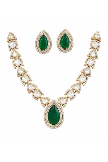 Vivinia By Vidhi Mehra Polki Moissanite Embellished Pendant Necklace Set 