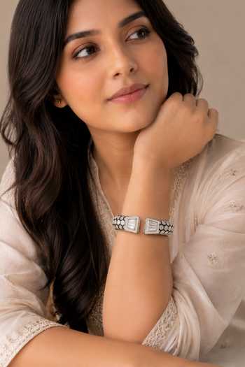 Vivinia By Vidhi Mehra Geometric Open Cuff Bangle 