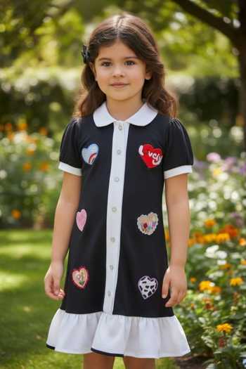 Pooja Wang Ollie Ukti Heart Embroidered Polo Dress 