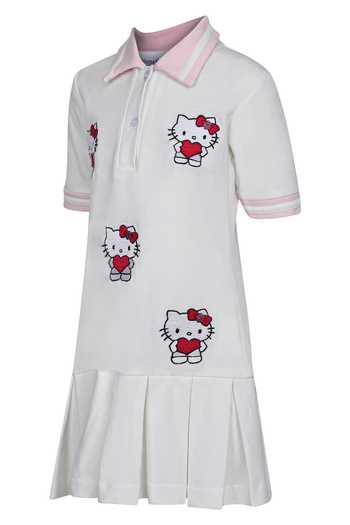 Shop Pooja Wang White Cotton, Knit Hello Kitty Polo Dress Online at Aza Fashions Shop_Pooja Wang_White Cotton, Knit Hello Kitty Polo Dress _Online_at_Aza_Fashions