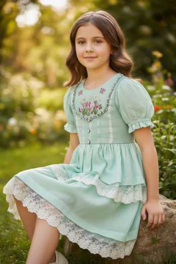 Pooja Wang Mint Petal Symphony Cotton Dress 