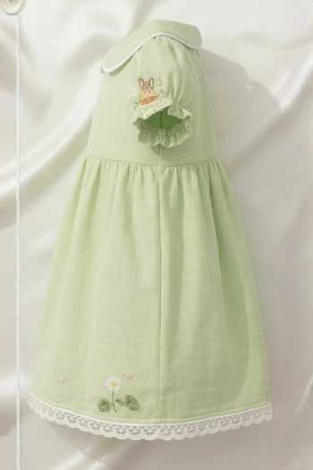 Pooja Wang_Green Cotton Woodland Squirrel Dress _Online_at_Aza_Fashions