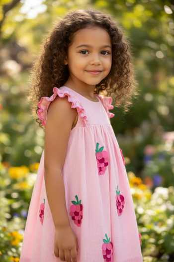 Buy Pooja Wang Pink Cotton Raspberry Garden Dress Online at Aza Fashions Buy_Pooja Wang_Pink Cotton Raspberry Garden Dress _Online_at_Aza_Fashions