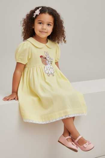 Buy Pooja Wang Yellow Cotton Bunny Hand Embroidered Dress Online at Aza Fashions Buy_Pooja Wang_Yellow Cotton Bunny Hand Embroidered Dress _Online_at_Aza_Fashions