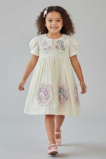 Pooja Wang Ivory Cotton Unicorn Embroidered Dress Online at Aza Fashions Pooja Wang_Ivory Cotton Unicorn Embroidered Dress _Online_at_Aza_Fashions
