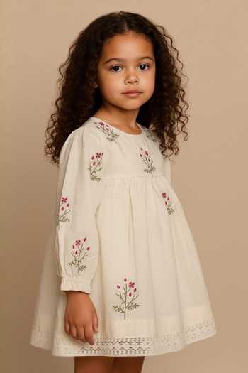 Shop Pooja Wang Ivory Cotton Wildflower Meadow Dress Online at Aza Fashions Shop_Pooja Wang_Ivory Cotton Wildflower Meadow Dress _Online_at_Aza_Fashions