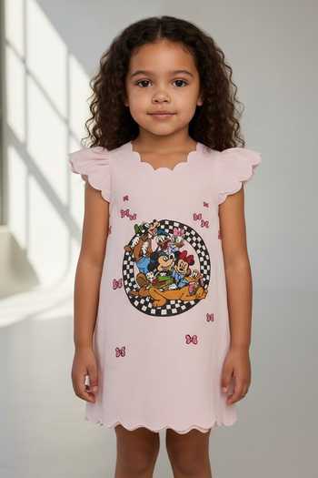 Shop Pooja Wang Pink Cotton Disney Squad Theme Dress Online at Aza Fashions Shop_Pooja Wang_Pink Cotton Disney Squad Theme Dress _Online_at_Aza_Fashions
