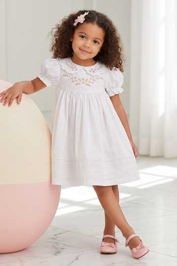 Pooja Wang Garden Bloom Smocked Cotton Dress 