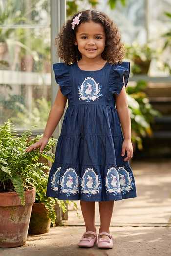 Pooja Wang Enchanted Bunny Embroidered Frill Dress 