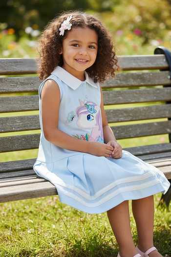 Buy Pooja Wang Blue Cotton, Knit Dreamy Unicorn Polo Dress Online at Aza Fashions Buy_Pooja Wang_Blue Cotton, Knit Dreamy Unicorn Polo Dress _Online_at_Aza_Fashions