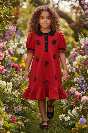 Pooja Wang Ladybug Patch Embroidered Polo Dress 