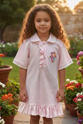 Buy Pooja Wang Pink Cotton, Knit Initial Vibes Monogram Embroidered Dress Online at Aza Fashions Buy_Pooja Wang_Pink Cotton, Knit Initial Vibes Monogram Embroidered Dress _Online_at_Aza_Fashions