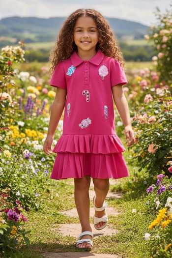 Buy Pooja Wang Pink Cotton, Knit Candy Land Polo Dress Online at Aza Fashions Buy_Pooja Wang_Pink Cotton, Knit Candy Land Polo Dress _Online_at_Aza_Fashions