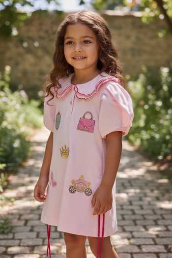 Buy Pooja Wang Pink Cotton, Knit Tiny Tiara Polo Dress Online at Aza Fashions Buy_Pooja Wang_Pink Cotton, Knit Tiny Tiara Polo Dress _Online_at_Aza_Fashions