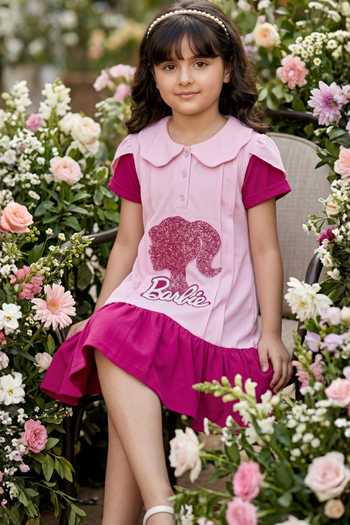 Buy Pooja Wang Pink Cotton, Knit Barbie Dream Fit Dress Online at Aza Fashions Buy_Pooja Wang_Pink Cotton, Knit Barbie Dream Fit Dress _Online_at_Aza_Fashions