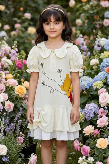 Buy Pooja Wang Yellow Cotton, Knit Little Pooh Love Dress Online at Aza Fashions Buy_Pooja Wang_Yellow Cotton, Knit Little Pooh Love Dress _Online_at_Aza_Fashions