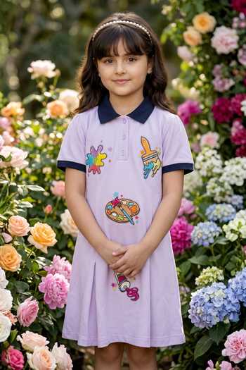 Pooja Wang Purple Cotton, Knit Painted Poetry Dress Online at Aza Fashions Pooja Wang_Purple Cotton, Knit Painted Poetry Dress _Online_at_Aza_Fashions