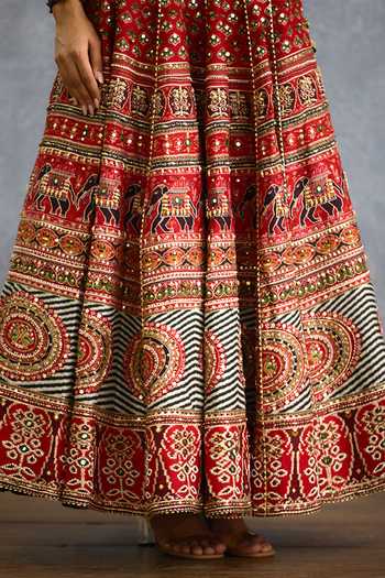 Buy Torani Multi Color Silk Halter Neck Chitrita Mirali Lehenga And Blouse Set Buy_Torani_Multi Color Silk Halter Neck Chitrita Mirali Lehenga And Blouse Set